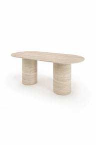 George-Traverten 2 Silindir Ayak Yemek Masası-Yemek Masası-Miarik Design-NowShopFun