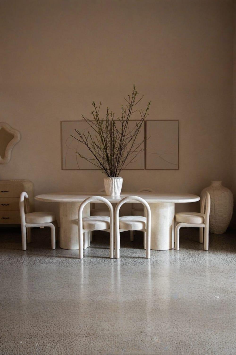 George-Traverten 2 Silindir Ayak Yemek Masası