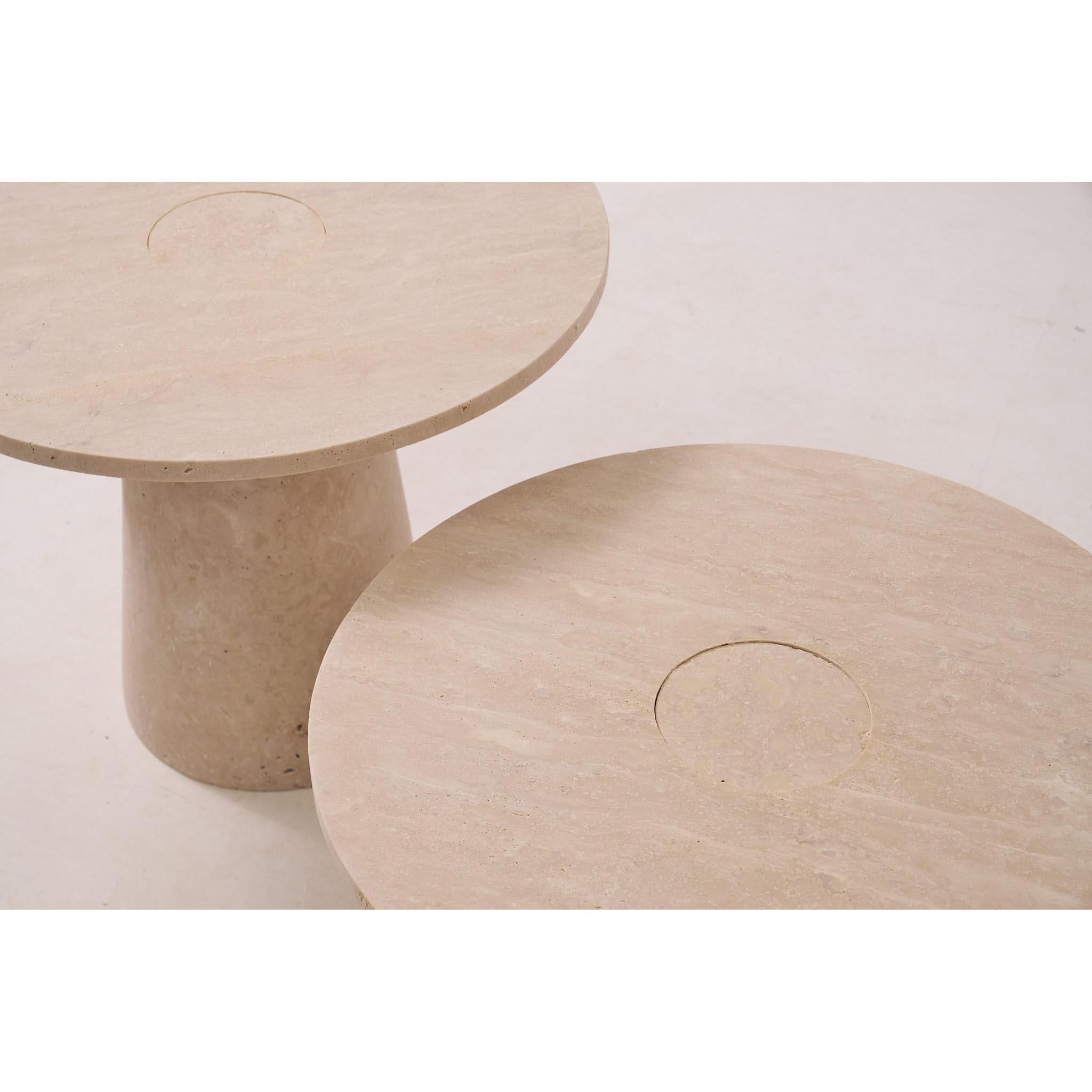 Girare İkili Traverten Orta Sehpa