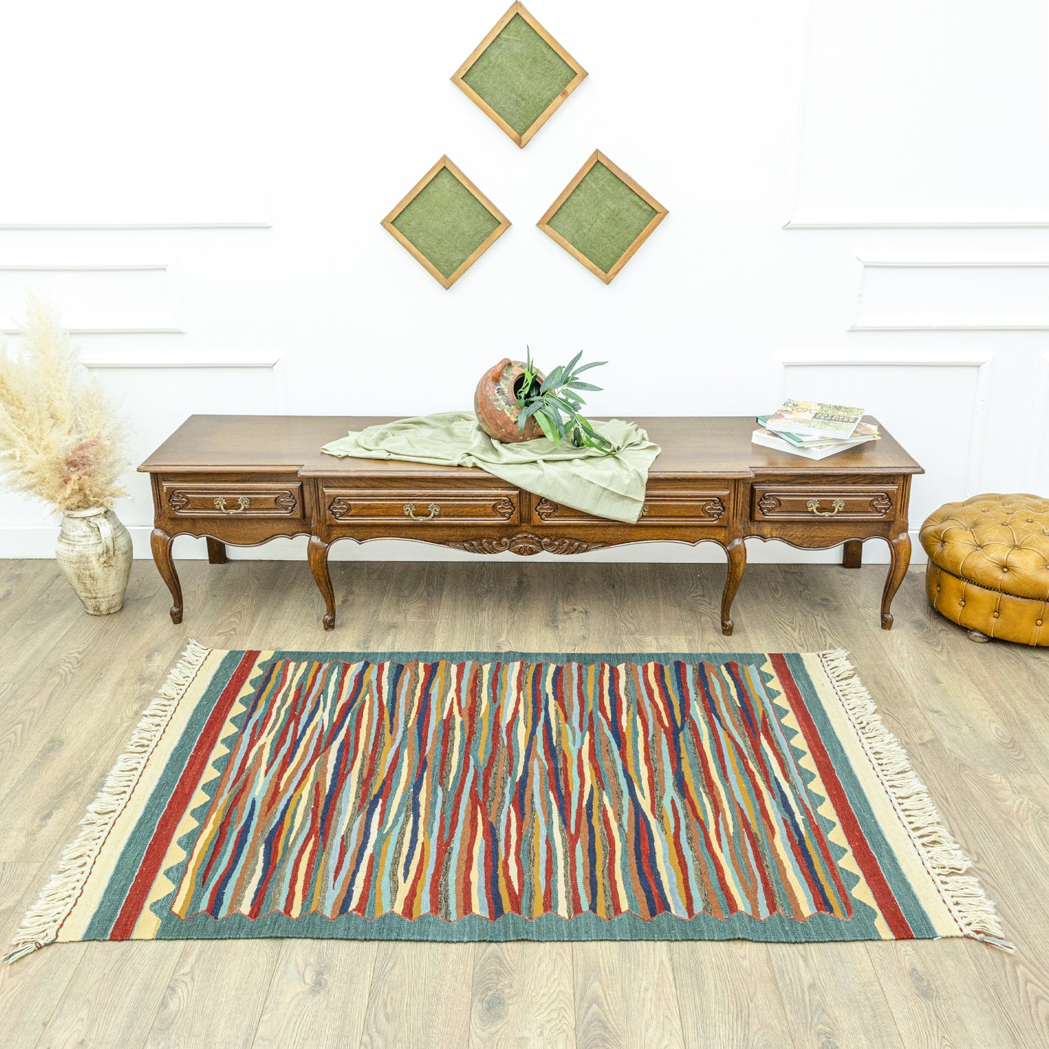 Girelli Soyut Desenli Yün Kilim 116x180 Cm