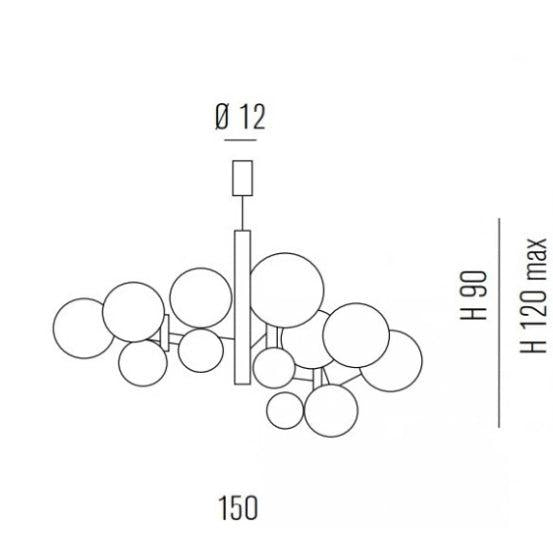 Global Bakır 16lı Sarkıt Avize