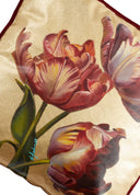 Gold Tulip Desenli Keten Dekoratif Kırlent