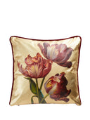 Gold Tulip Desenli Keten Dekoratif Kırlent