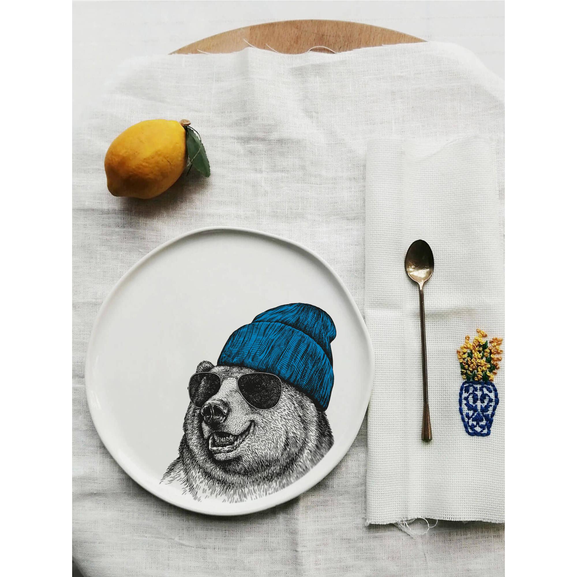 Gravür Hayvan Tabak - Ayı