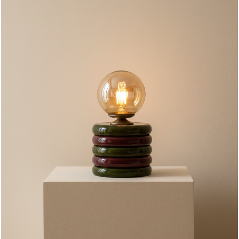 Green & Burgundy Masa Lambası – Lumos Series