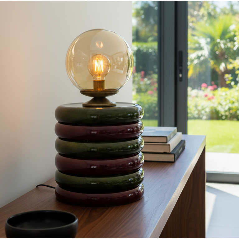 Green & Burgundy Masa Lambası – Lumos Series