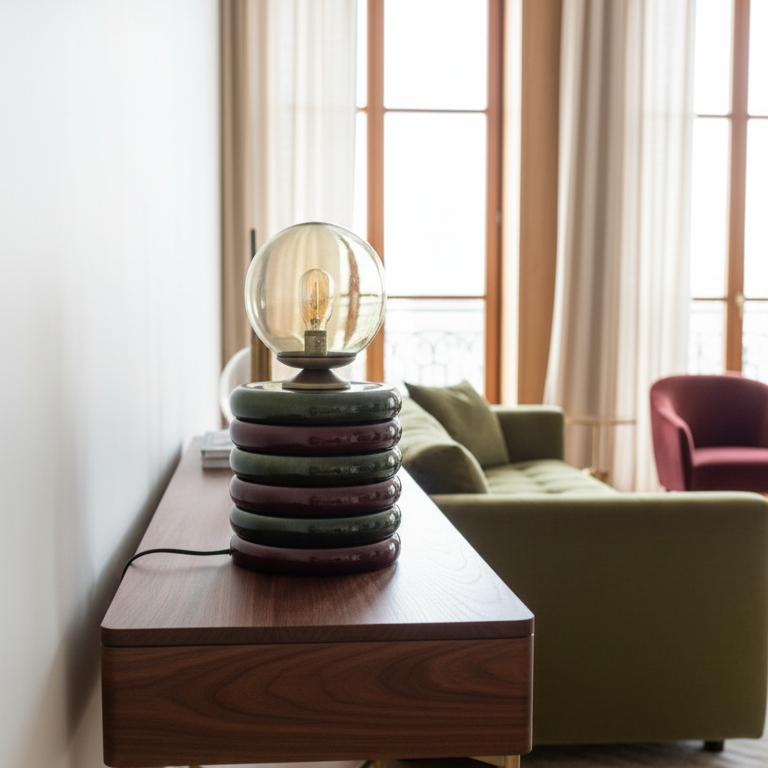 Green & Burgundy Masa Lambası – Lumos Series