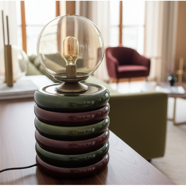 Green & Burgundy Masa Lambası – Lumos Series