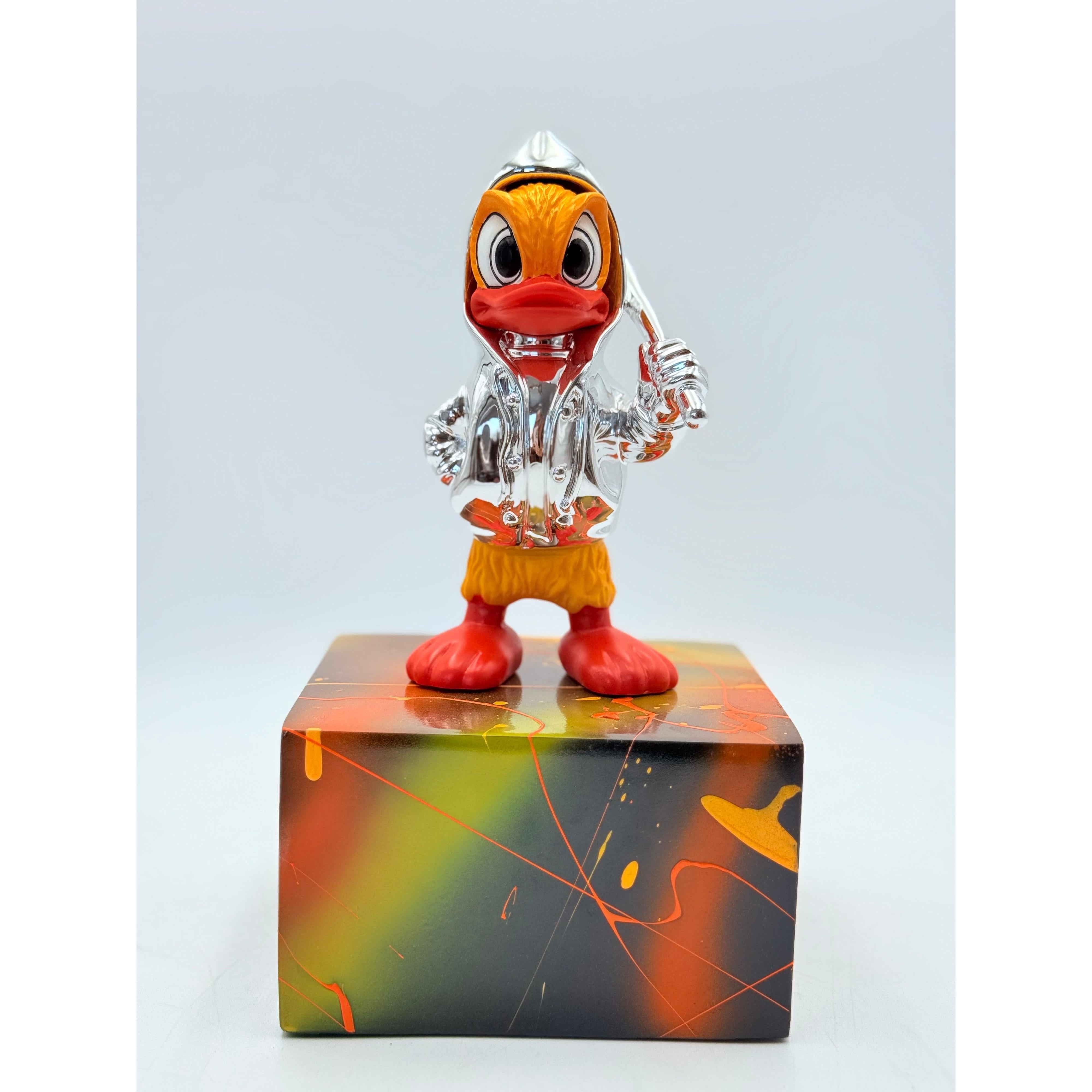 Gümüş Krom Ceketli Ördek Heykeli