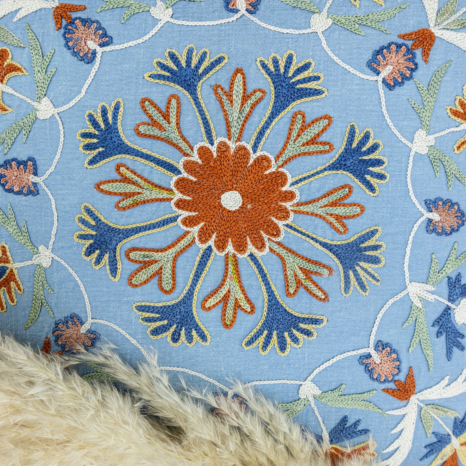 Güzler Mavi Suzani Kırlent 50X50 Cm