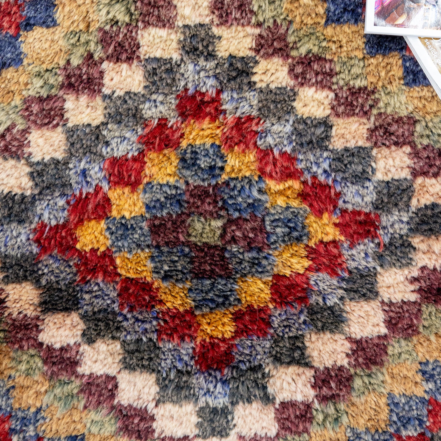 Hamra Damalı Shaggy Tarz Halı 130X181 Cm