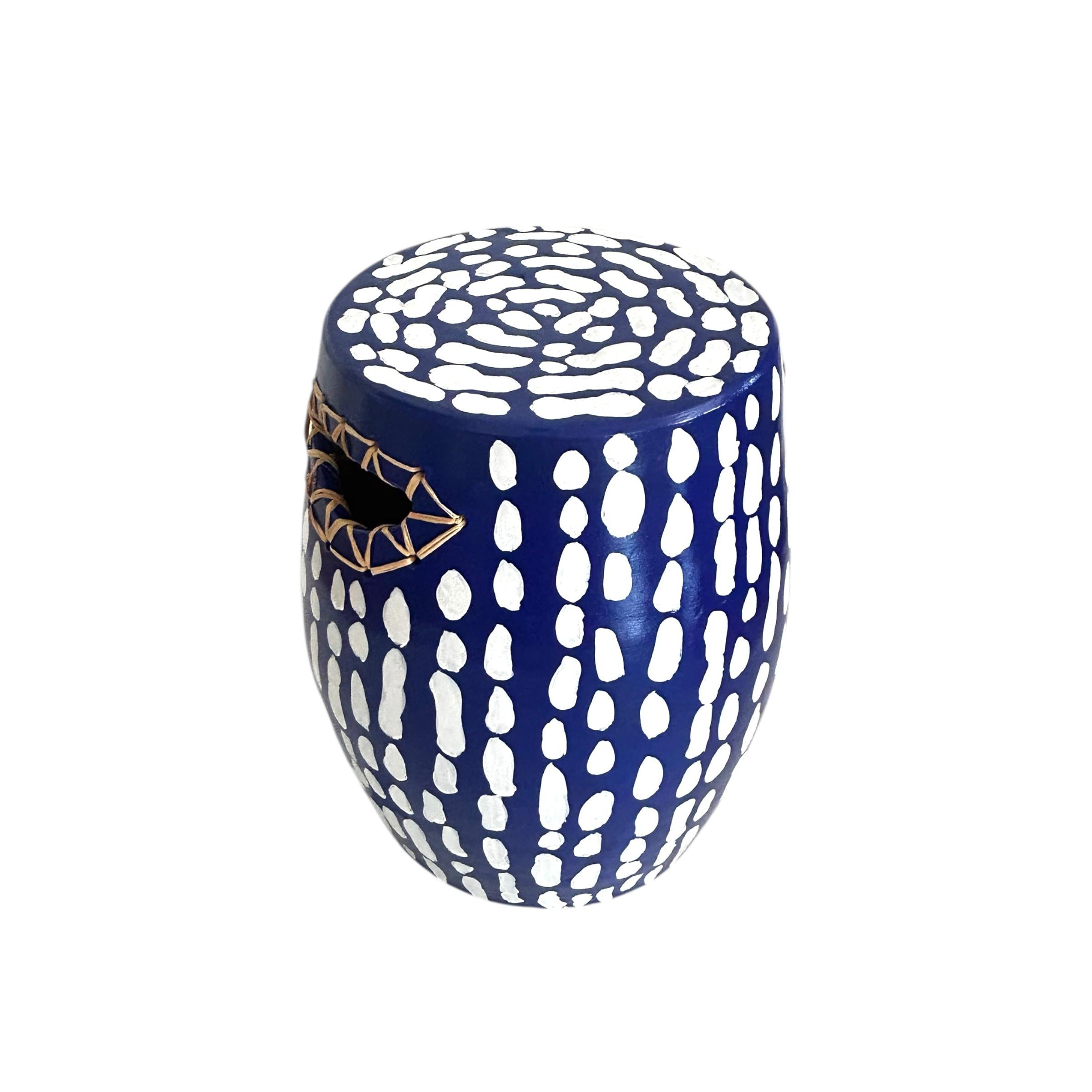 Hasır Detay Lacivert Seramik Sehpa