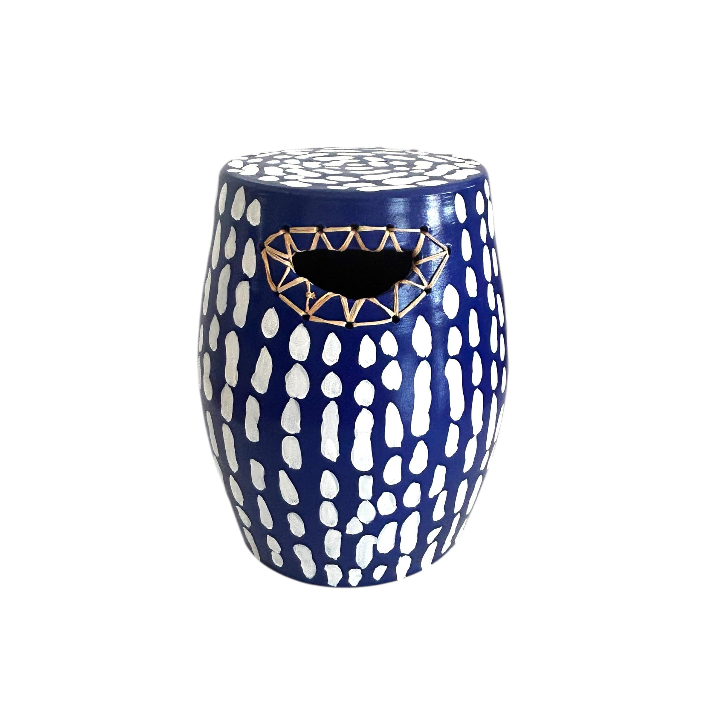 Hasır Detay Lacivert Seramik Sehpa