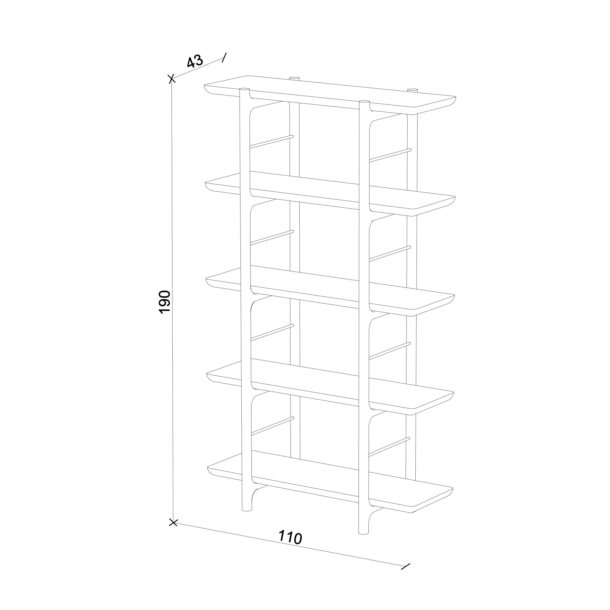 Homeland Kitaplık, Uzun, Meşe, 4 Raflı