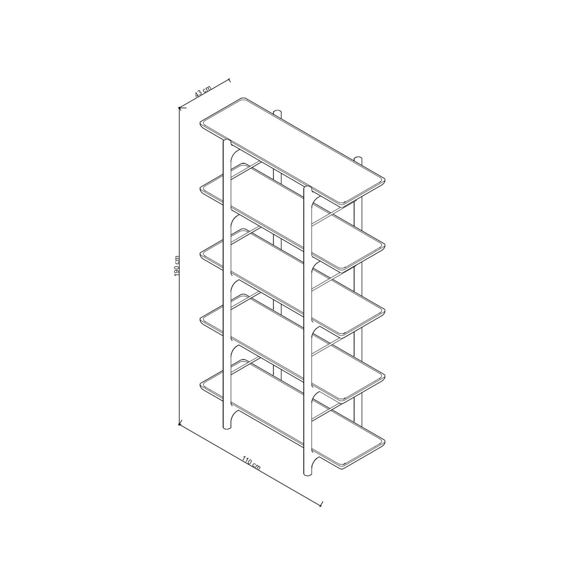 Homeland Kitaplık, Uzun, Meşe, 4 Raflı