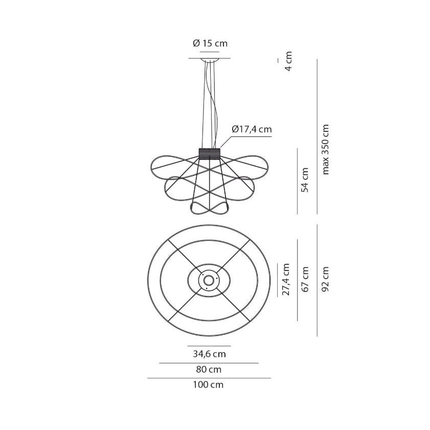 Hoops Üç Sarmal Siyah Sarkıt Avize