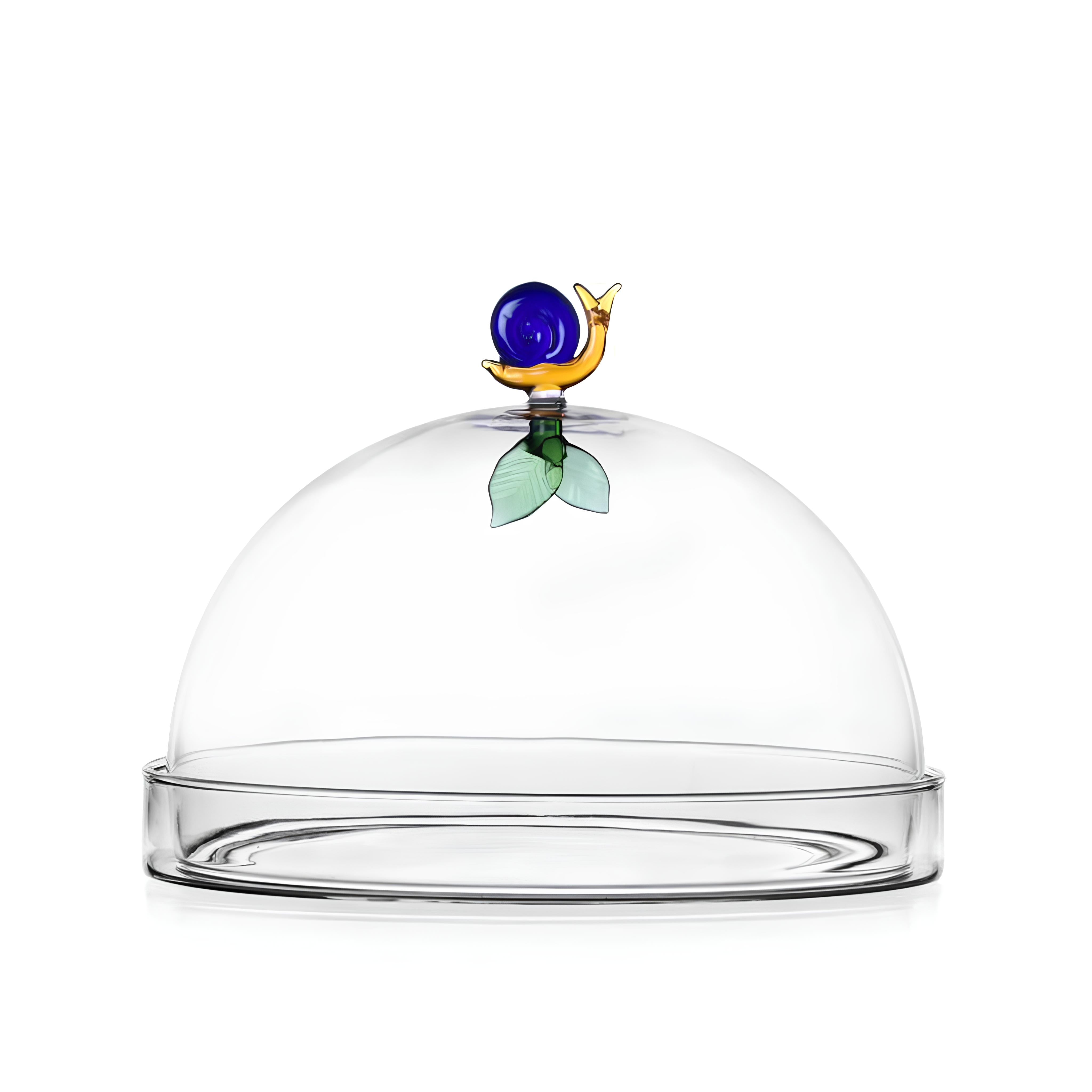 Yaprak ve Salyangoz Figürlü Cam Saklama Kabı