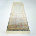 İpekten El Dokuma Çelik Mavisi Kayseri Halısı Yolluk 85x220 Cm