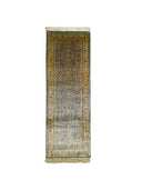 İpekten El Dokuma Çelik Mavisi Kayseri Halısı Yolluk 85x220 Cm