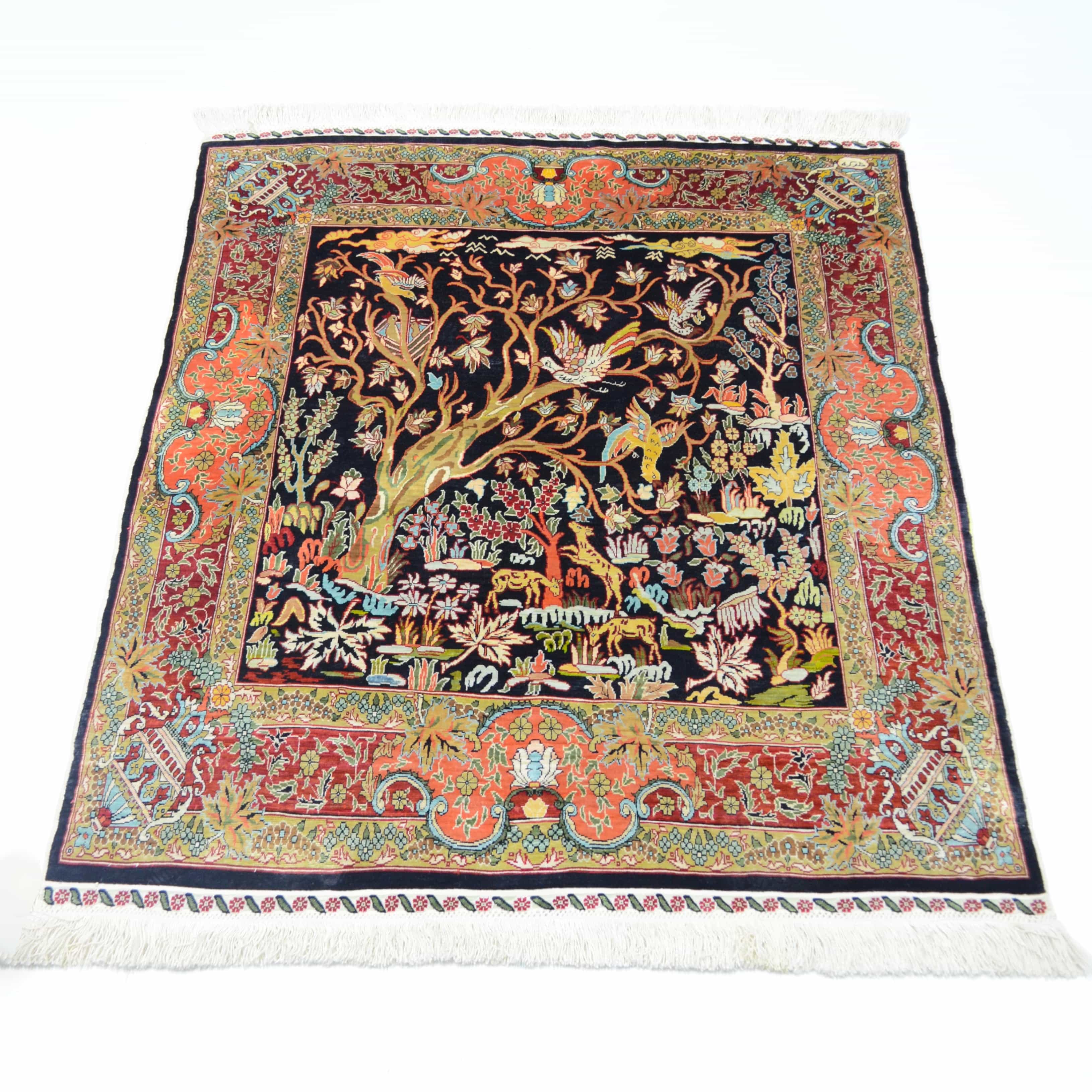 İpekten El Dokuma Gamlı Sonbahar Hereke Halısı 80x90 Cm