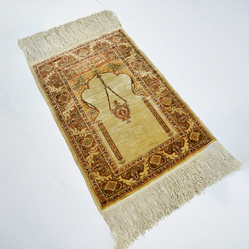 İpekten El Dokuma Hereke Mini Seccade Halı 37x53 Cm
