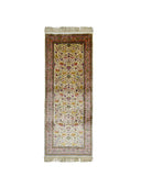 İpekten El Dokuma Krem & Pembe Renk Kayseri Halısı Yolluk 82x200 Cm