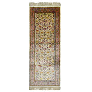 İpekten El Dokuma Krem & Pembe Renk Kayseri Halısı Yolluk 82x200 Cm