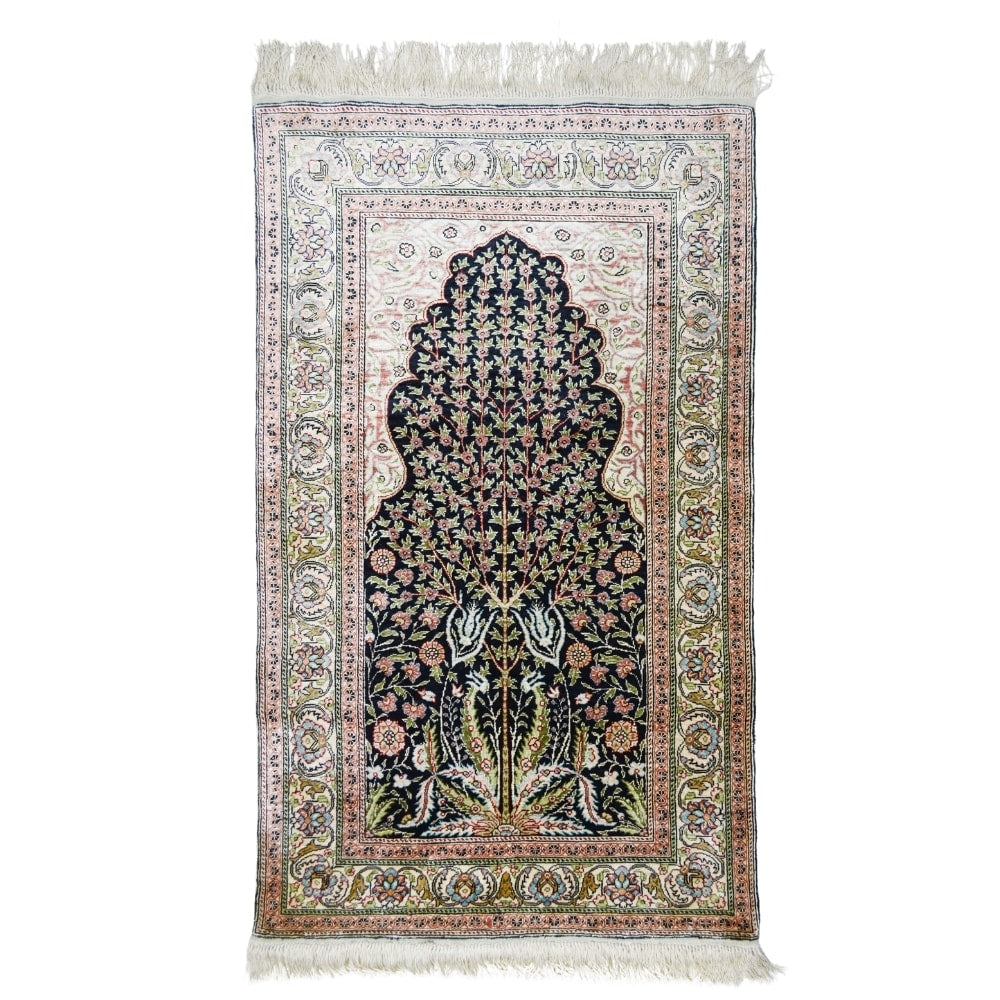 İpekten El Dokuma Mihraplı Namazlık Kayseri Halısı 74x125 Cm