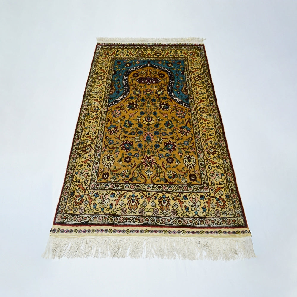 İpekten El Dokuma Mihraplı Seccade Kayseri Halısı 81x138 Cm
