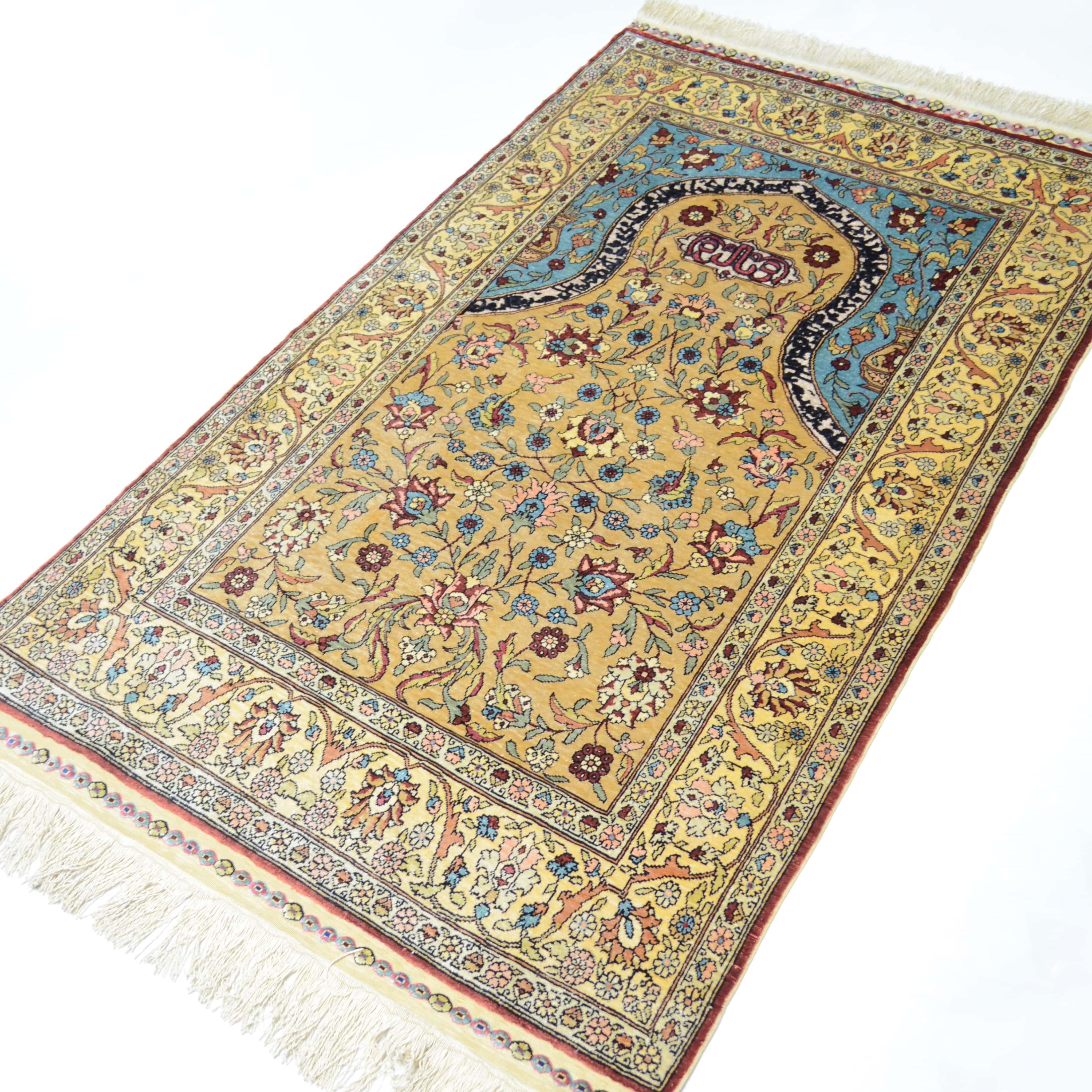 İpekten El Dokuma Mihraplı Seccade Kayseri Halısı 81x138 Cm