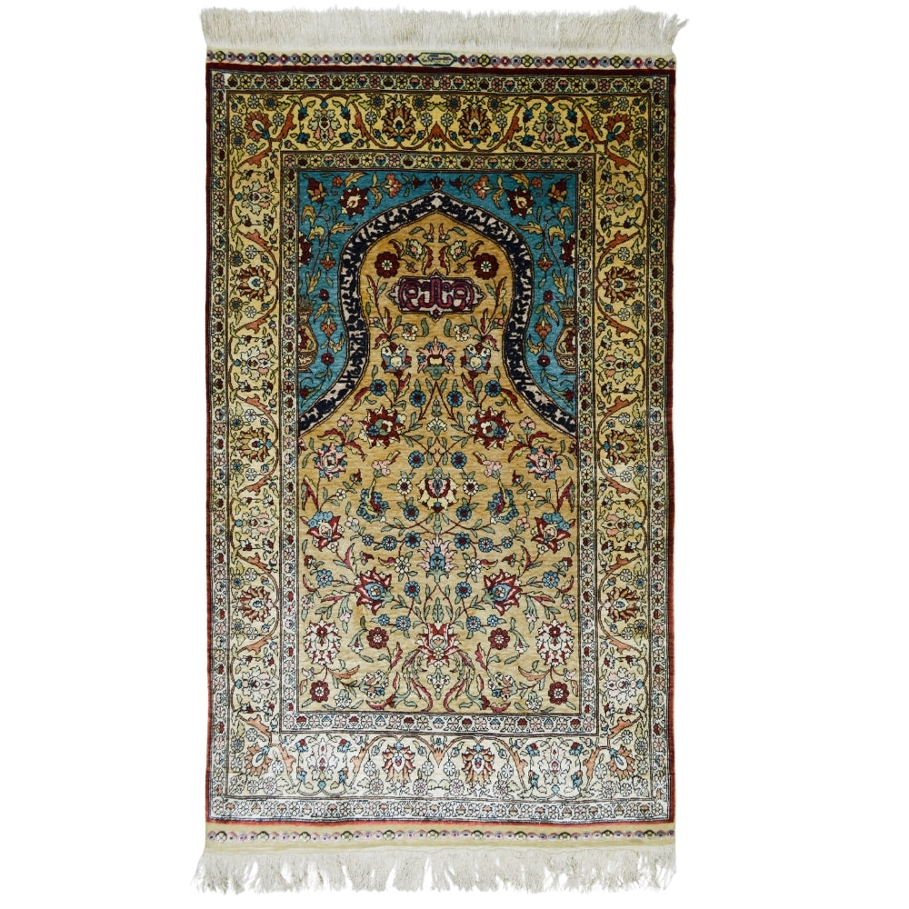İpekten El Dokuma Mihraplı Seccade Kayseri Halısı 81x138 Cm