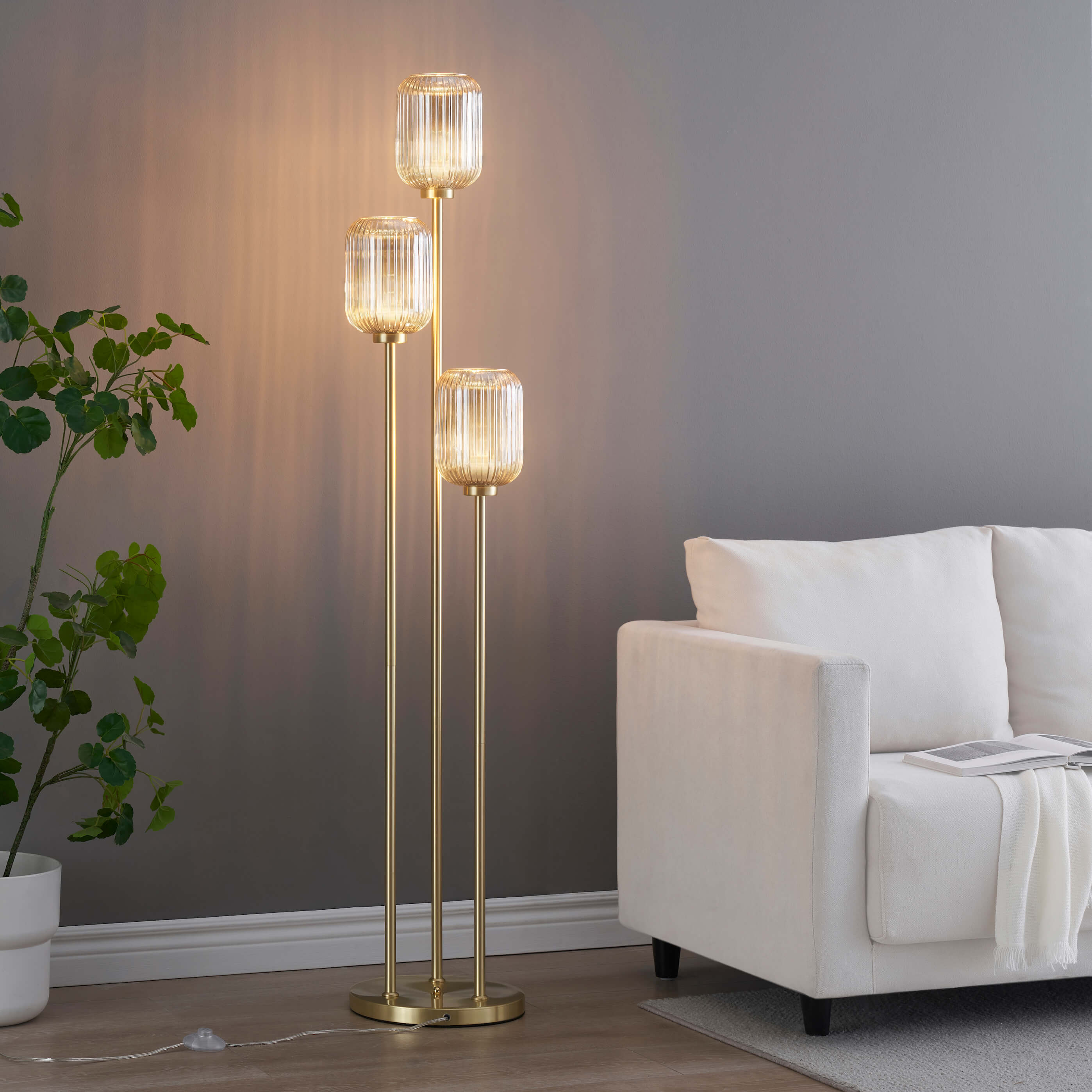 İris 3'lü Renkli Cam Lambader