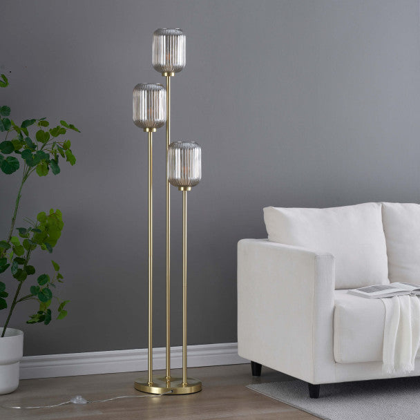 İris 3'lü Renkli Cam Lambader