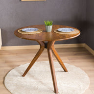 Mina Yuvarlak Yemek Masası-Yemek Masası-Furnirem-80 cm-Ceviz-NowShopFun