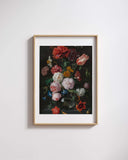 Jan Davidsz. de Heem - Cam Vazoda Çiçekler Çerçeve