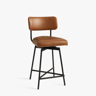 Kaddal Döner Bar Sandalyesi-Bar Sandalyesi-Modabilya-Taba Deri-65 Cm-NowShopFun
