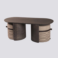 Kanguru Sehpa+2 Puf Takım-Orta Sehpa-KYS Design-Turuncu-NowShopFun
