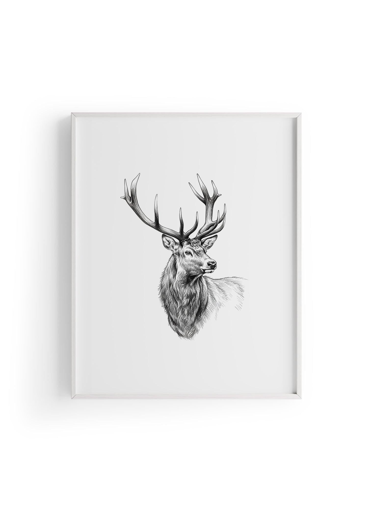 Karakalem Koleksiyonu Geyik Posteri