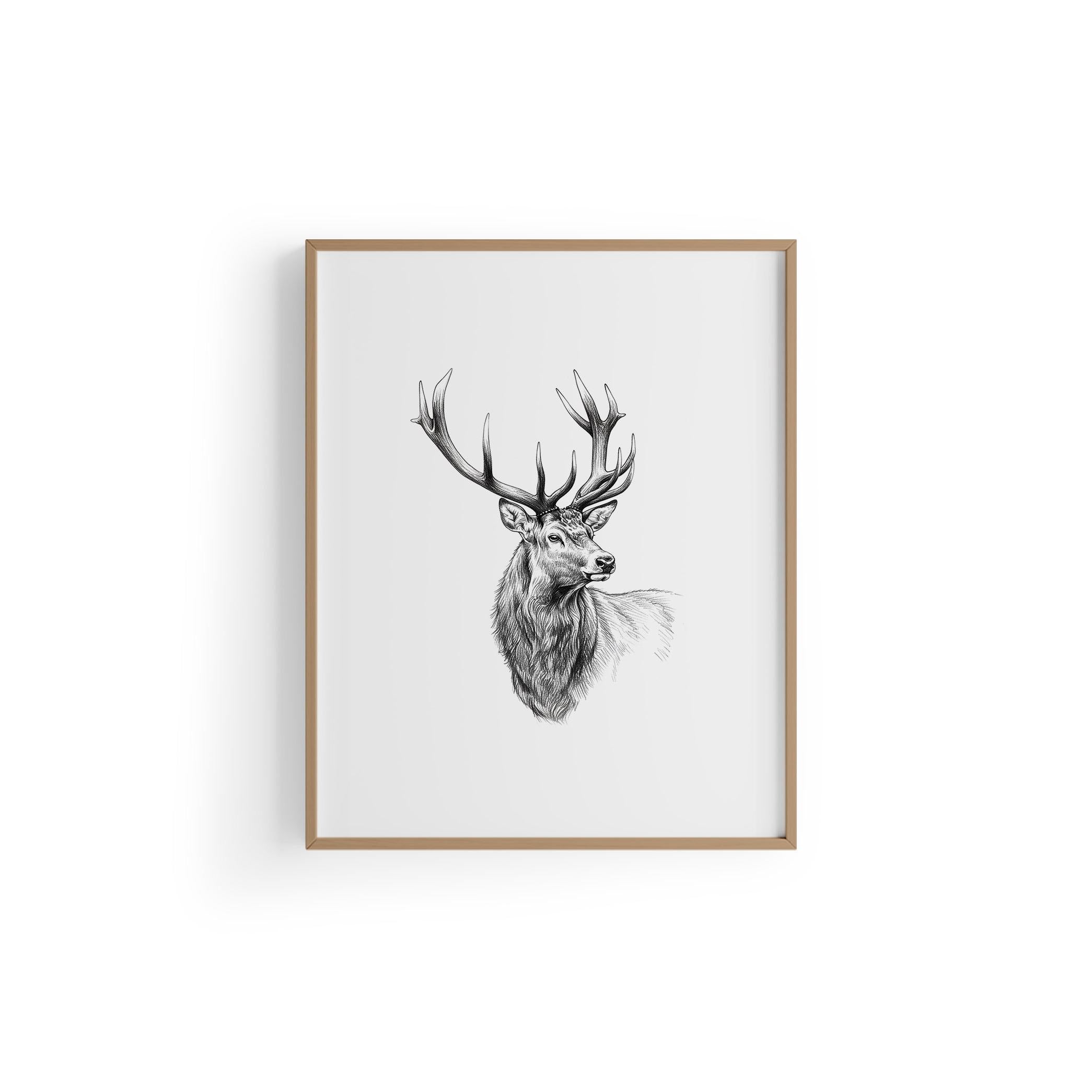 Karakalem Koleksiyonu Geyik Posteri