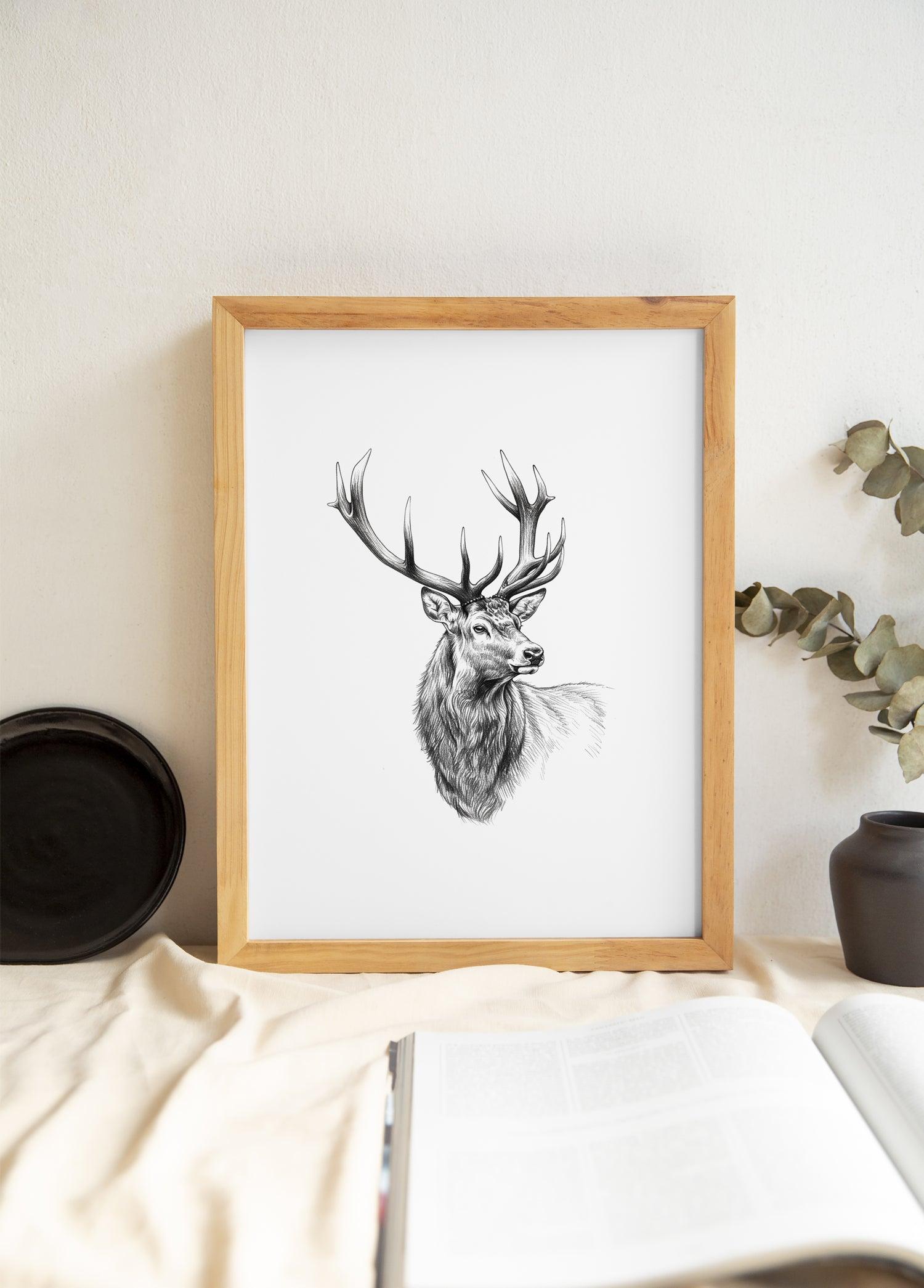 Karakalem Koleksiyonu Geyik Posteri