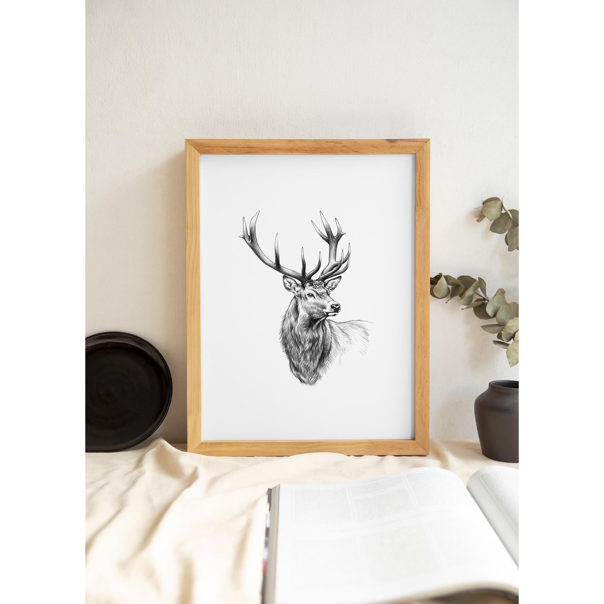 Karakalem Koleksiyonu Geyik Posteri