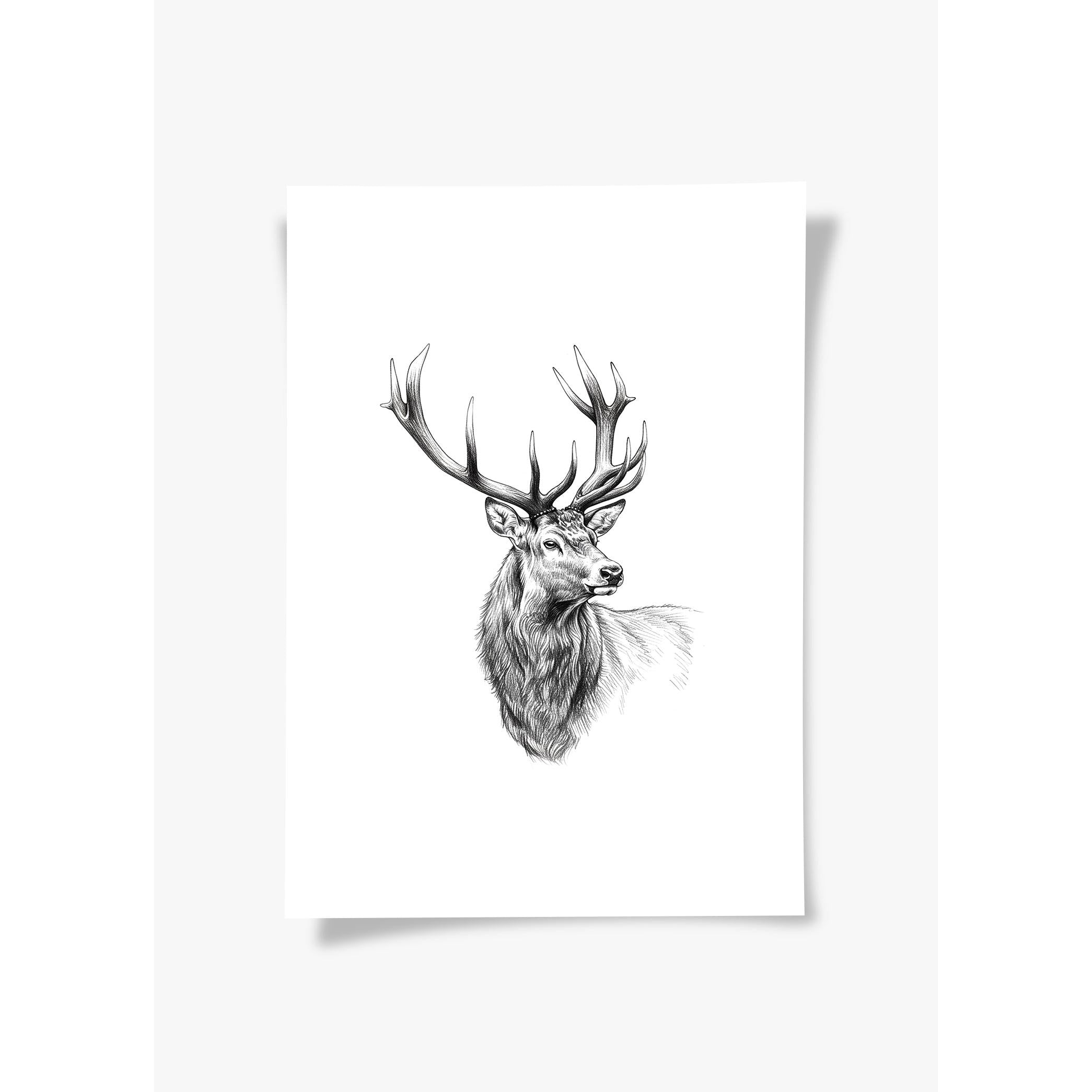 Karakalem Koleksiyonu Geyik Posteri