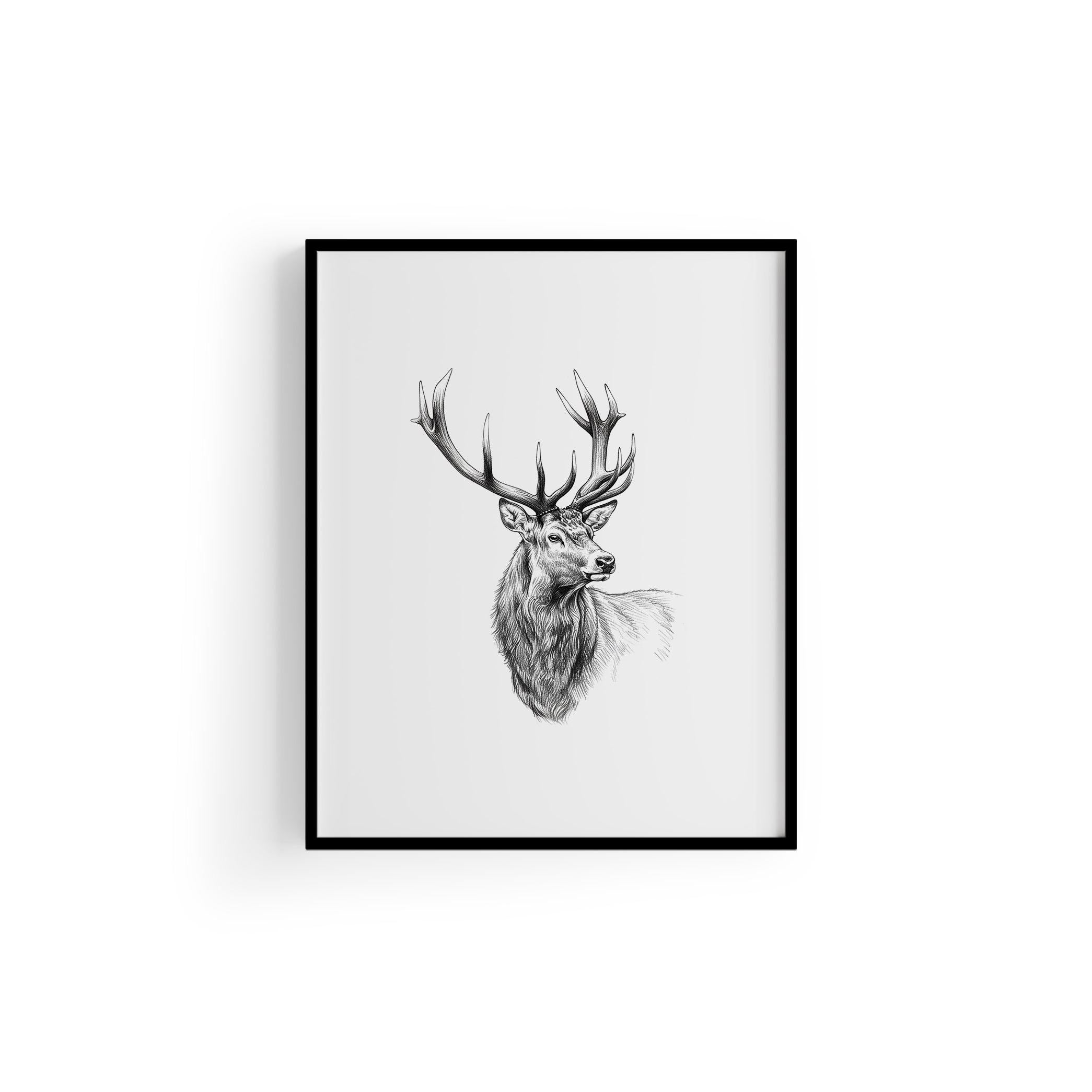 Karakalem Koleksiyonu Geyik Posteri