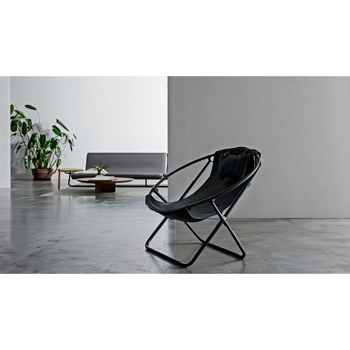 Katlanır Deri Sandalye - Siyah