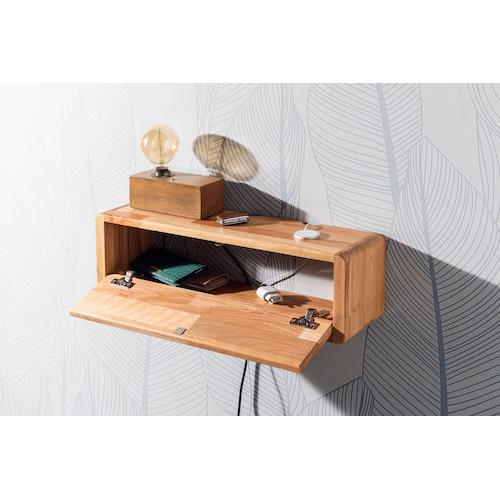 Kayın Ağacı Kapaklı Duvar Rafı Ve Kablo Düzenleyici, Açık Kahve