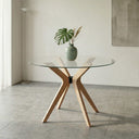 Kelebek Yuvarlak Temperli Cam Masa – 4 Ayaklı