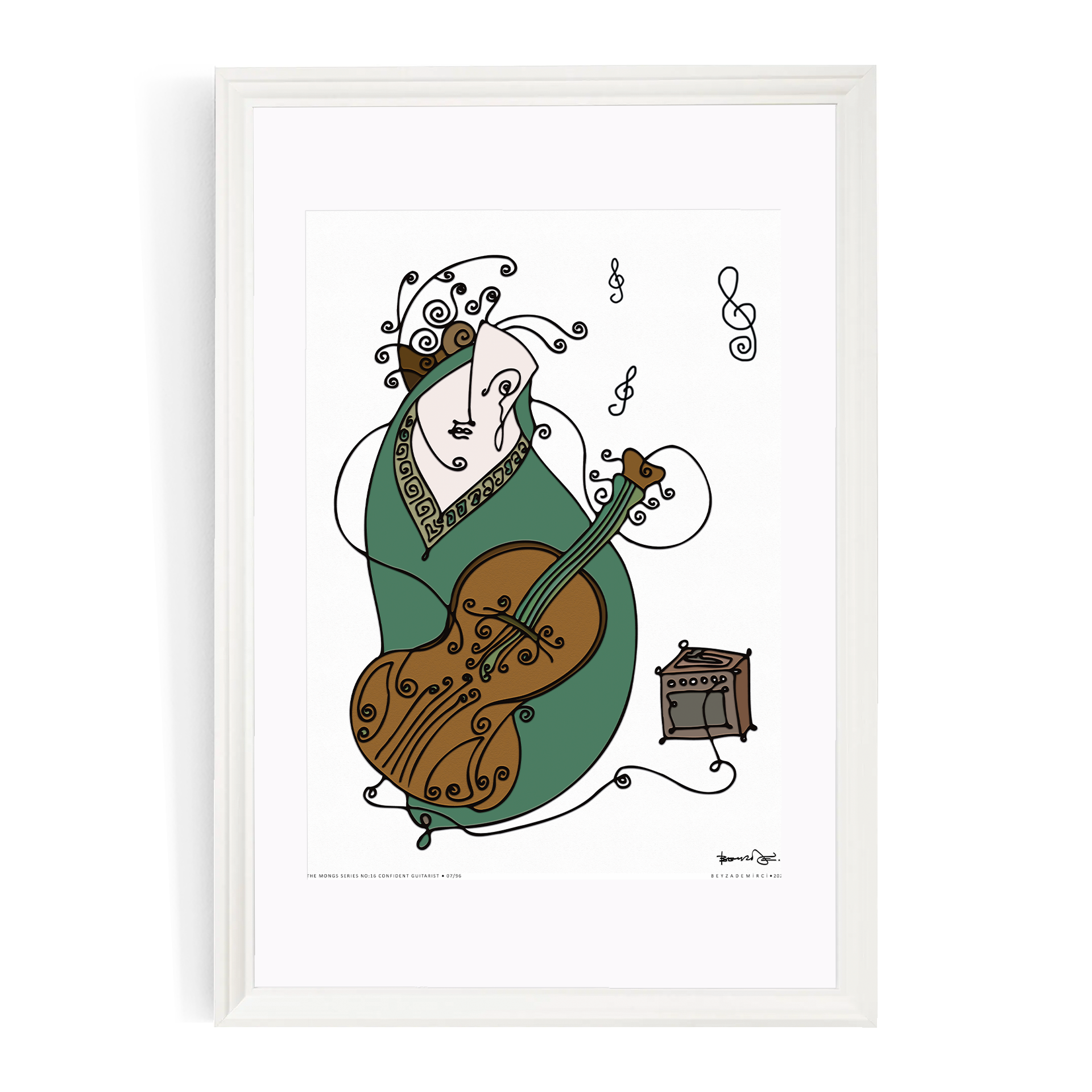 Kendinden Emin Gitarist - Fine Art Baskı