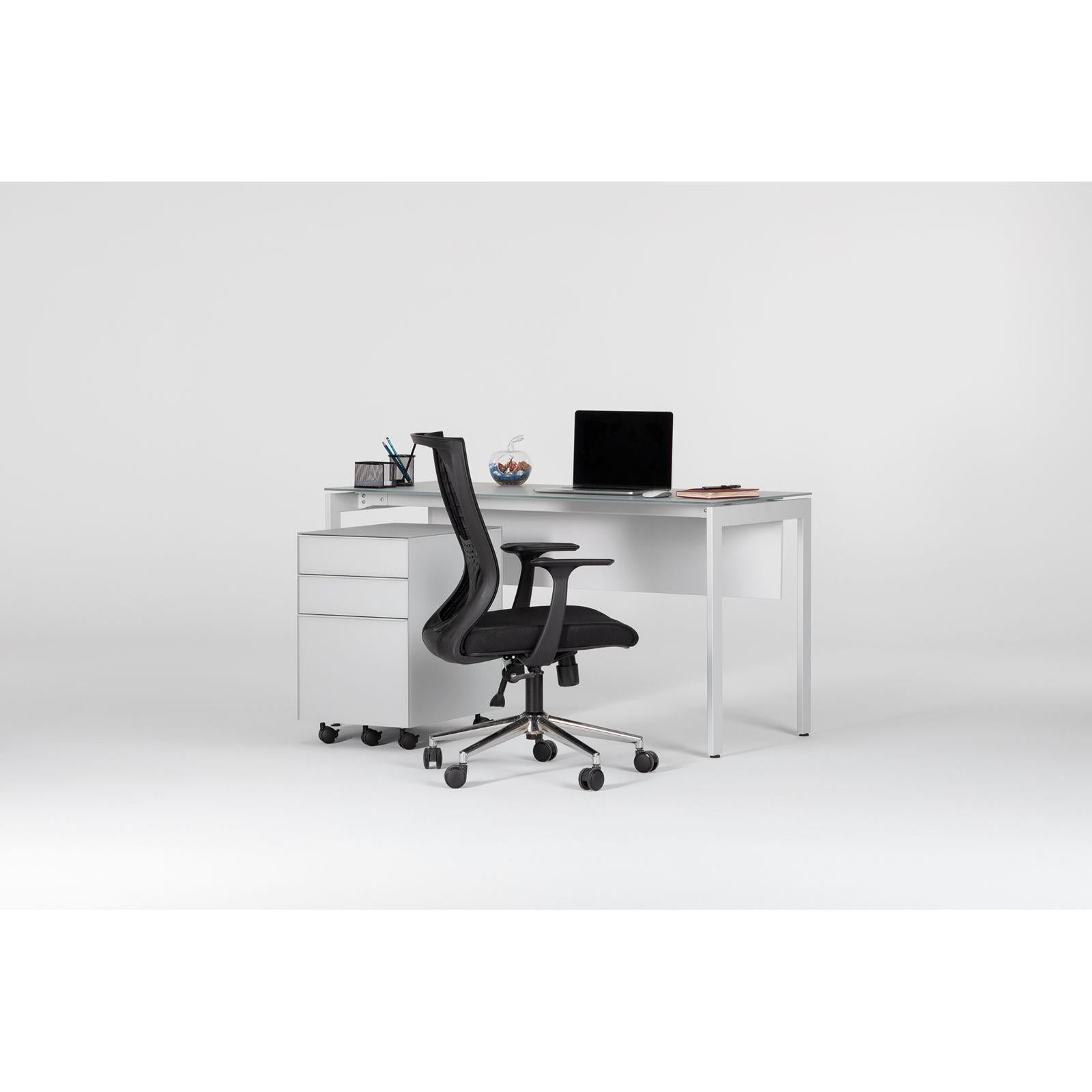 Keson 3 Çekmeceli Cam Kaplama Ofis Masaaltı Dolabı