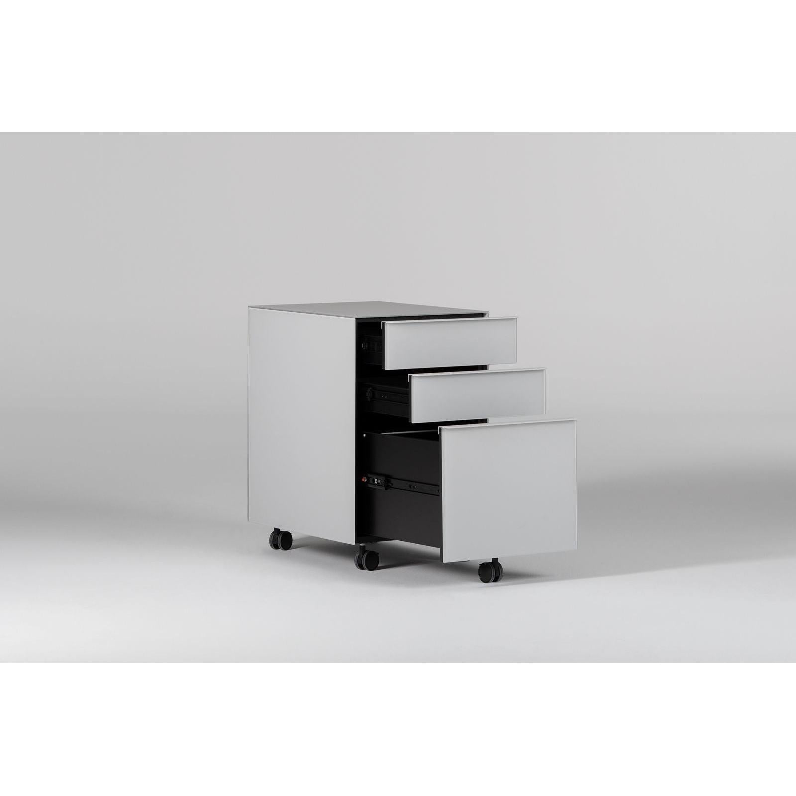 Keson 3 Çekmeceli Cam Kaplama Ofis Masaaltı Dolabı