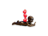 Kırmızı Kalpli El Yapımı Siyah Heykel-Heykel-Irmak Artworks-NowShopFun